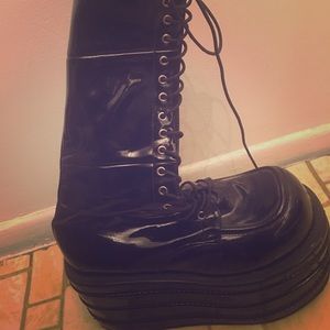 Rare Demonia Platform Boots Unisex Beautiful Shiny